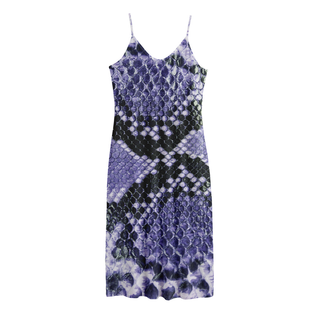 Blue And Black Snakeskin Print Jersey Midi Cami Dress