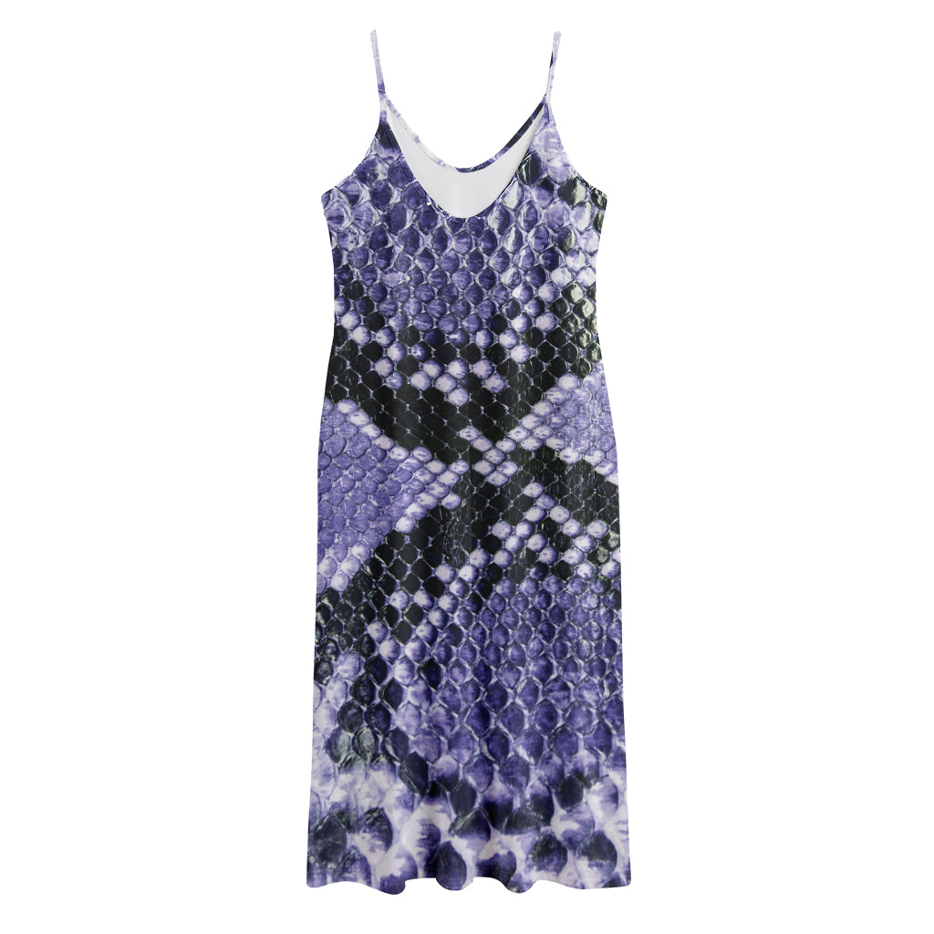 Blue And Black Snakeskin Print Jersey Midi Cami Dress