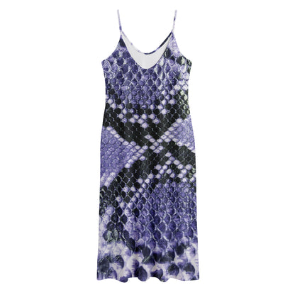 Blue And Black Snakeskin Print Jersey Midi Cami Dress