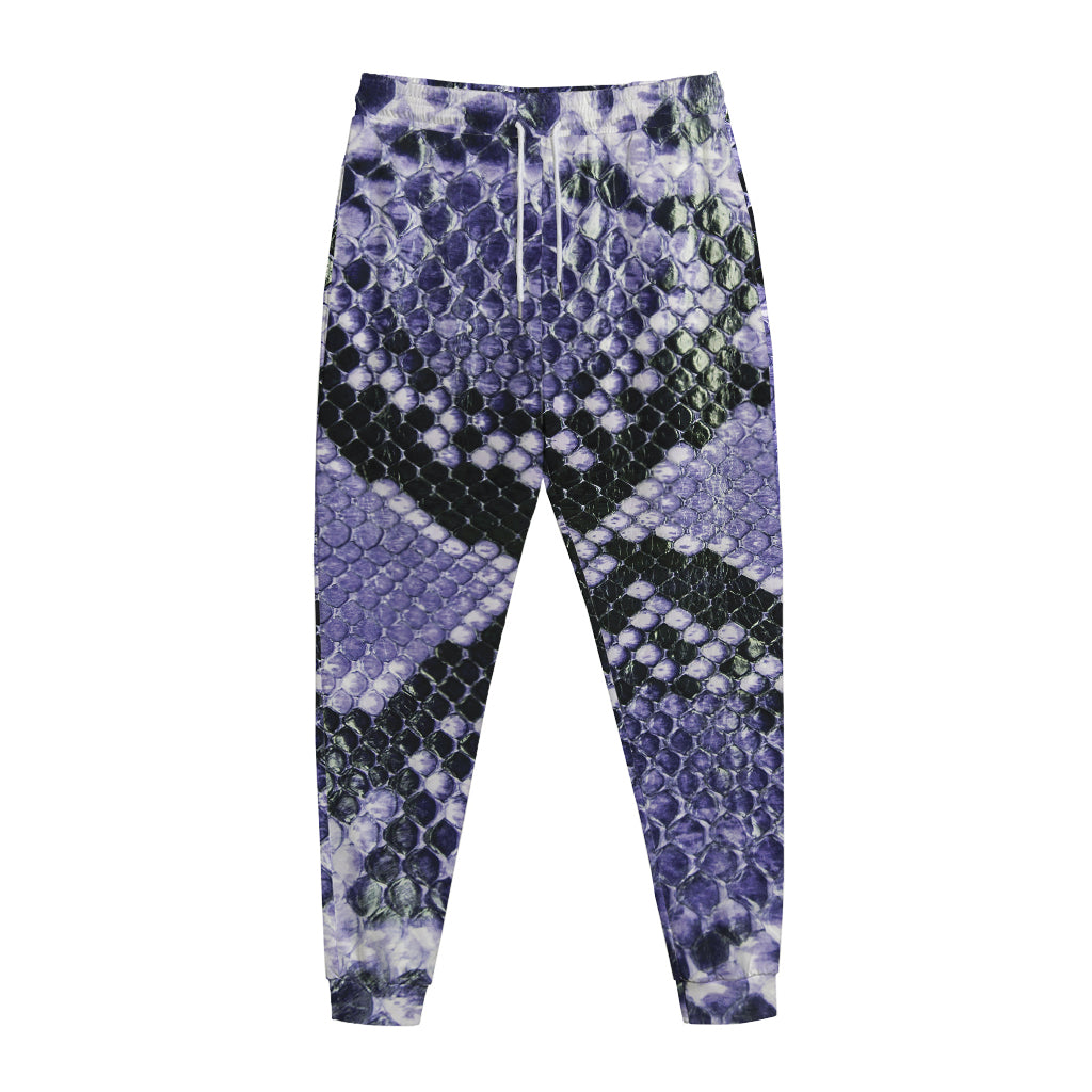Blue And Black Snakeskin Print Jogger Pants