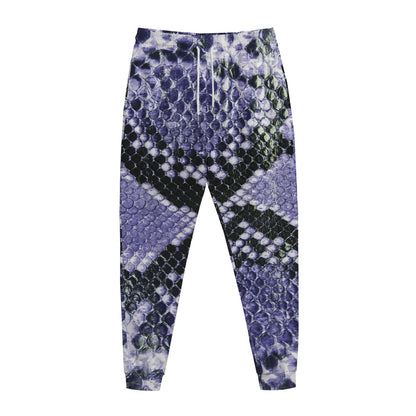 Blue And Black Snakeskin Print Jogger Pants