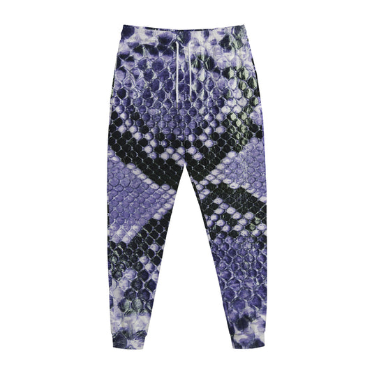 Blue And Black Snakeskin Print Jogger Pants
