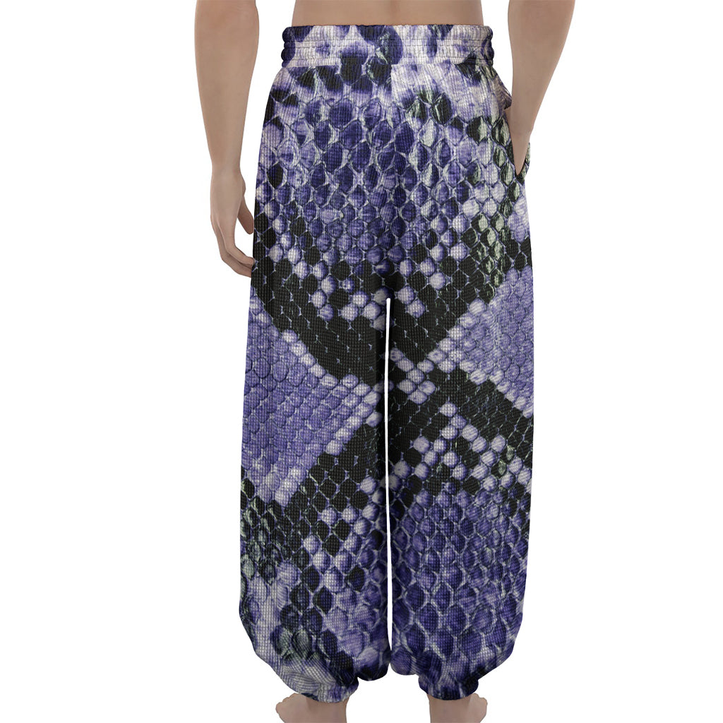 Blue And Black Snakeskin Print Lantern Pants