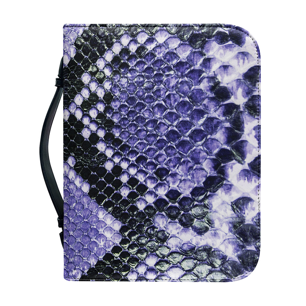 Blue And Black Snakeskin Print Leather Bible Cover