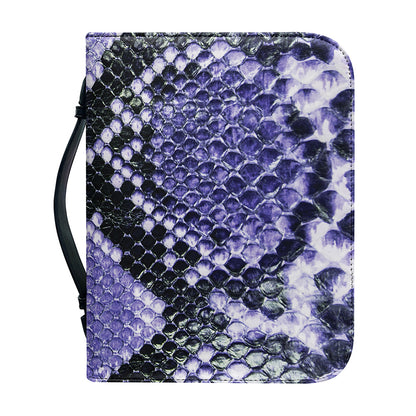 Blue And Black Snakeskin Print Leather Bible Cover