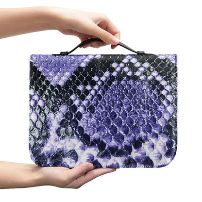 Blue And Black Snakeskin Print Leather Bible Cover