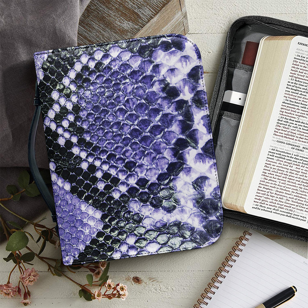 Blue And Black Snakeskin Print Leather Bible Cover