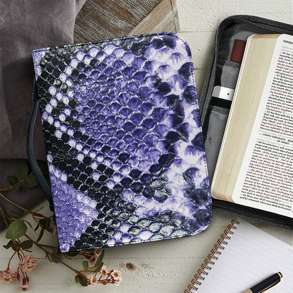 Blue And Black Snakeskin Print Leather Bible Cover