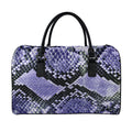 Blue And Black Snakeskin Print Leather Duffel Bag