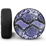 Blue And Black Snakeskin Print Leather Spare Tire Cover