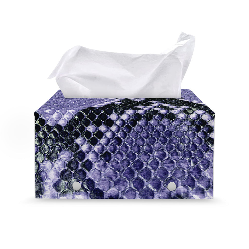 Blue And Black Snakeskin Print Leather Tissue Box Cover
