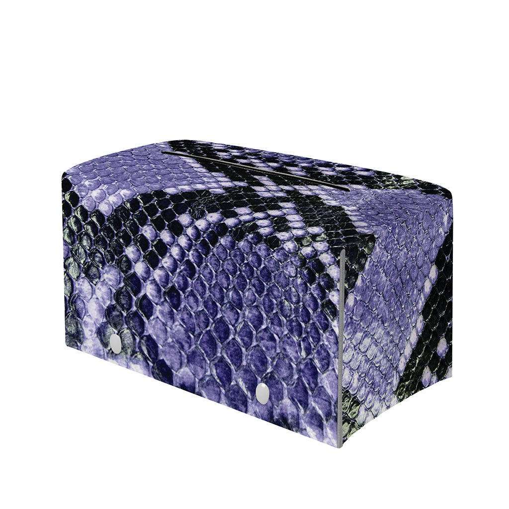 Blue And Black Snakeskin Print Leather Tissue Box Cover