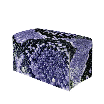 Blue And Black Snakeskin Print Leather Tissue Box Cover