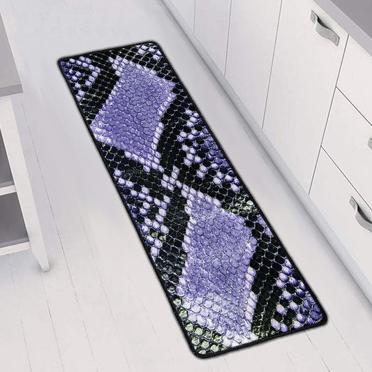 Blue And Black Snakeskin Print Long Kitchen Mat