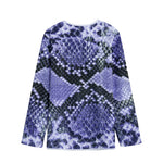 Blue And Black Snakeskin Print Long Sleeve Short Coat