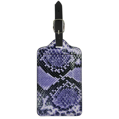 Blue And Black Snakeskin Print Luggage Tag