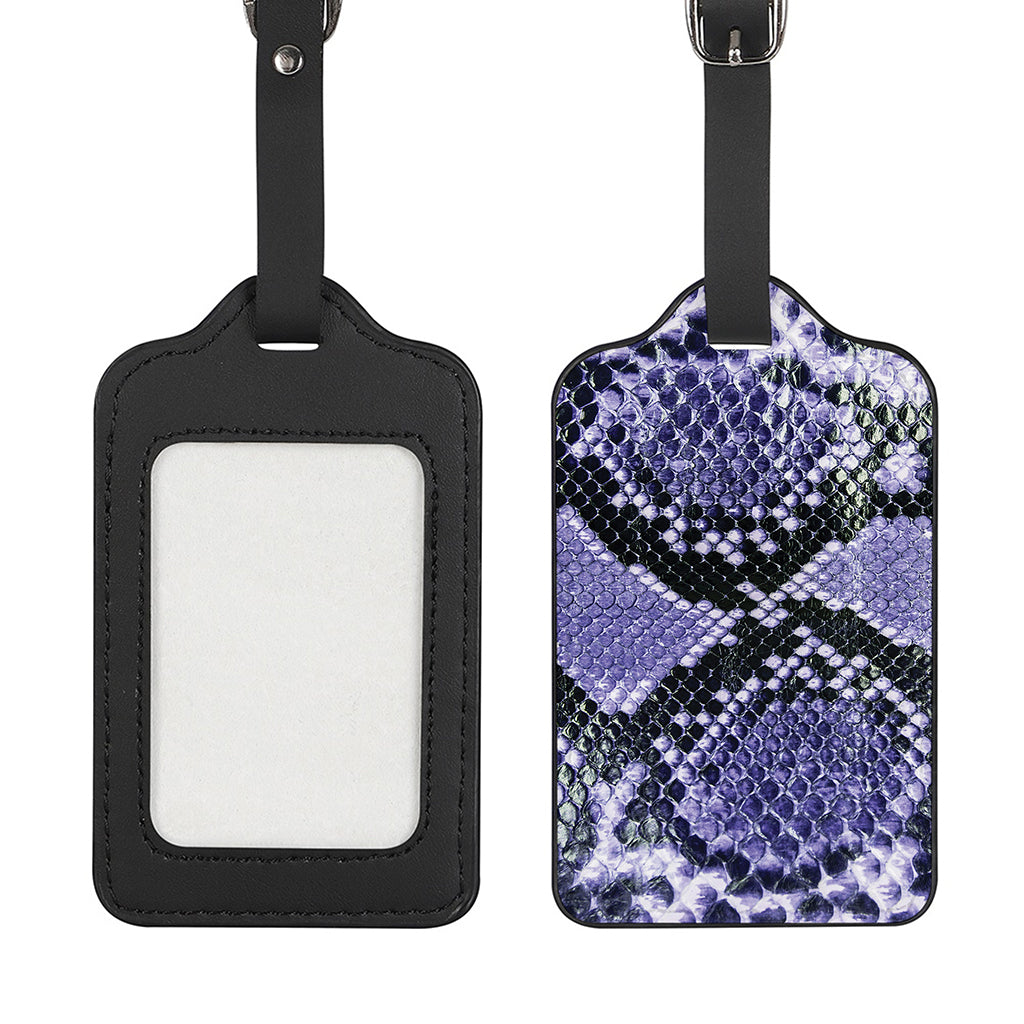 Blue And Black Snakeskin Print Luggage Tag