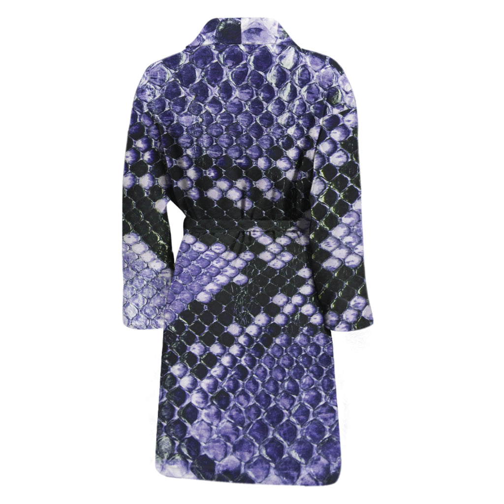 Blue And Black Snakeskin Print Men's Bathrobe