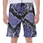 Blue And Black Snakeskin Print Men's Beach Shorts
