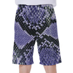 Blue And Black Snakeskin Print Men's Beach Shorts