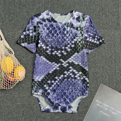 Blue And Black Snakeskin Print Men's Bodysuit