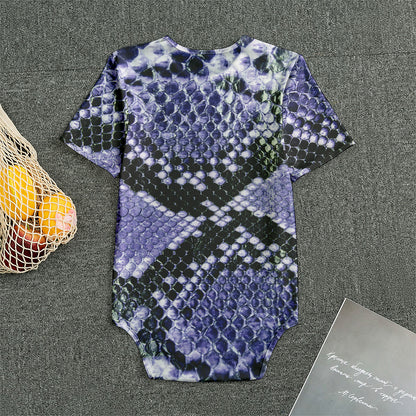 Blue And Black Snakeskin Print Men's Bodysuit