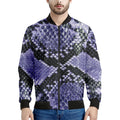 Blue And Black Snakeskin Print Men's Bomber Jacket