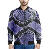 Blue And Black Snakeskin Print Men's Bomber Jacket