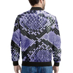 Blue And Black Snakeskin Print Men's Bomber Jacket