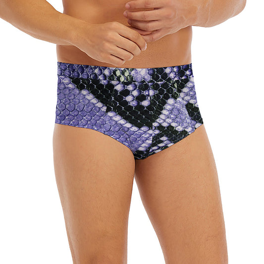Blue And Black Snakeskin Print Men's Briefs
