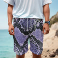 Blue And Black Snakeskin Print Men's Cargo Shorts