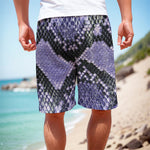 Blue And Black Snakeskin Print Men's Cargo Shorts