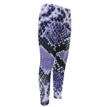 Blue And Black Snakeskin Print Men's Compression Pants