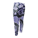 Blue And Black Snakeskin Print Men's Compression Pants