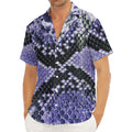 Blue And Black Snakeskin Print Men's Deep V-Neck Shirt