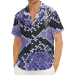 Blue And Black Snakeskin Print Men's Deep V-Neck Shirt