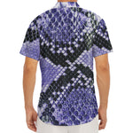 Blue And Black Snakeskin Print Men's Deep V-Neck Shirt
