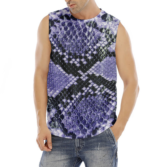 Blue And Black Snakeskin Print Men's Fitness Tank Top