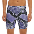 Blue And Black Snakeskin Print Men's Long Boxer Briefs