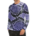 Blue And Black Snakeskin Print Men's Long Sleeve Rash Guard