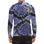 Blue And Black Snakeskin Print Men's Long Sleeve Rash Guard