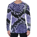 Blue And Black Snakeskin Print Men's Long Sleeve T-Shirt