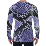 Blue And Black Snakeskin Print Men's Long Sleeve T-Shirt