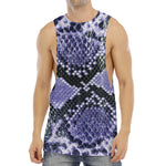 Blue And Black Snakeskin Print Men's Muscle Tank Top