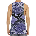 Blue And Black Snakeskin Print Men's Muscle Tank Top