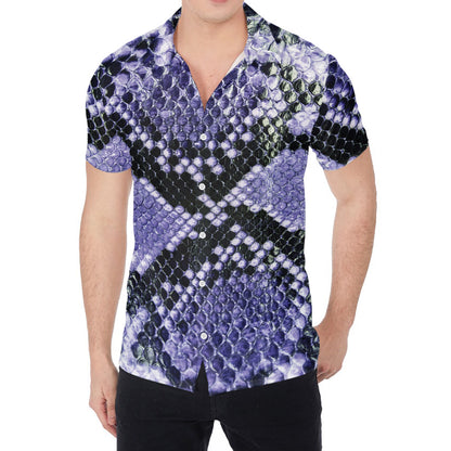Blue And Black Snakeskin Print Men's Shirt