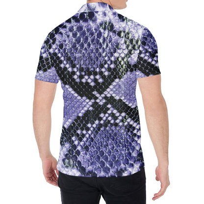 Blue And Black Snakeskin Print Men's Shirt