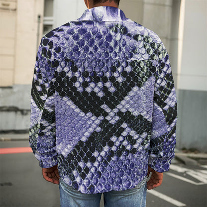 Blue And Black Snakeskin Print Men's Shirt Jacket