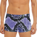 Blue And Black Snakeskin Print Men's Short Boxer Briefs