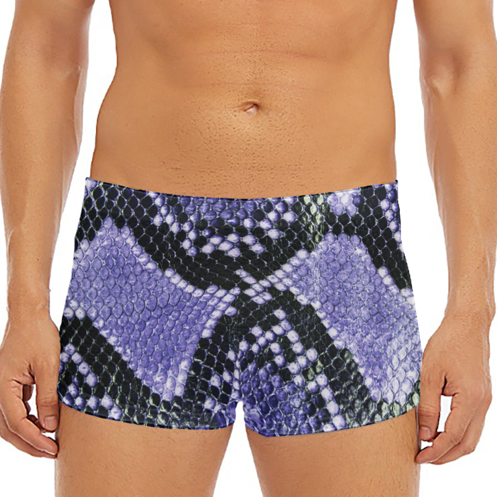 Blue And Black Snakeskin Print Men's Short Boxer Briefs